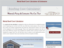 Tablet Screenshot of metalroofcostcalculator.com